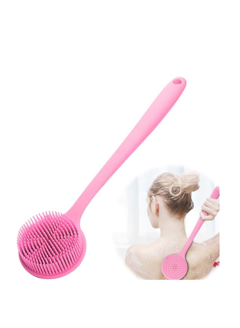 Bath Body Brush, Silicone Long Handle Shower Brush Double-sided Back Scrubber No Plastic Smell BPA-Free Exfoliating Pad Exfoliator Cellulite Massager Skin Care for Women Men - Image 1