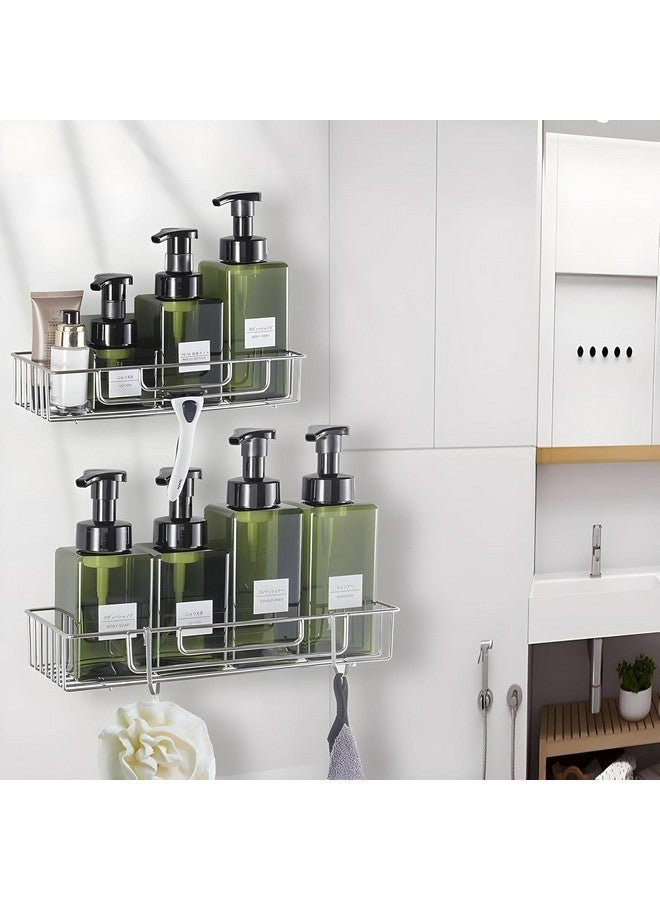 Boniry 1 PCS Bathroom Self-Adhesive Organiser with Towel Holder Bathroom Accessories Wall Mount Stainless Steel Self Adhesive Bathroom Shelf for Wall Shelf Storage Basket (26L*12W*6H CM, Silver) - Image 3