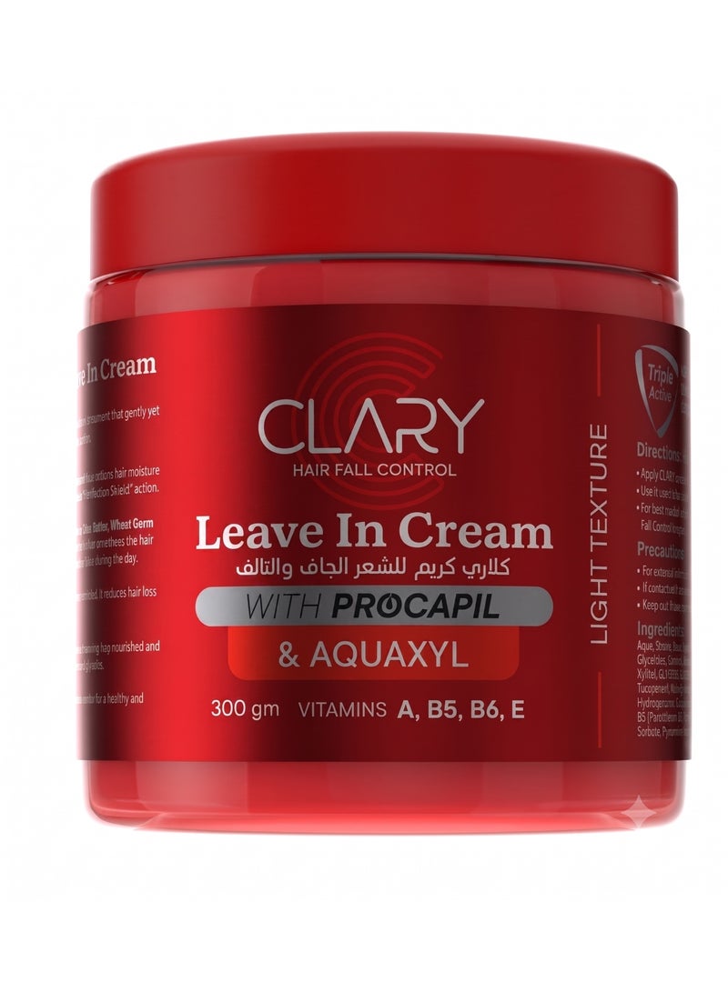 CLARY Hair Fall Control Leave-In Cream for Dry & Damaged Hair with Procapil & Aquaxyl - 300g
