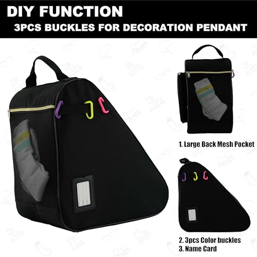 HEXIFUL Skate Bag for Ice, Inline, Roller & Quad Skates - Kids & Adults (Black/Gold) - Image 5