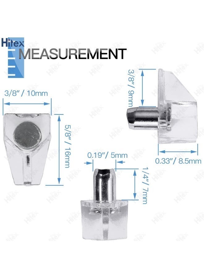 هيتكس أوتاد رفوف ٥ مم - بلاستيك مع دبابيس دعم من الفولاذ المقاوم للصدأ | مشابك ودبابيس تثبيت لرفوف الخزائن، والخزائن، وخزائن المطبخ، وأرفف الأثاث - Image 2