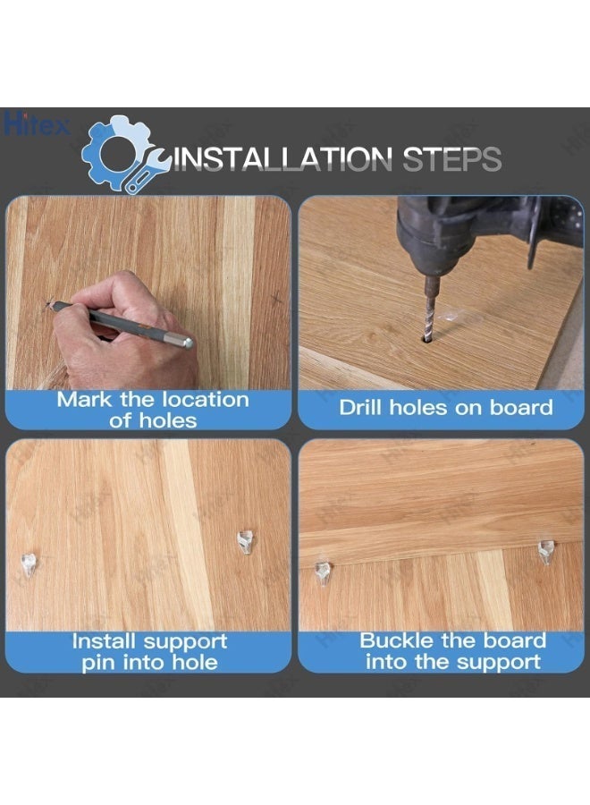 هيتكس أوتاد رفوف ٥ مم - بلاستيك مع دبابيس دعم من الفولاذ المقاوم للصدأ | مشابك ودبابيس تثبيت لرفوف الخزائن، والخزائن، وخزائن المطبخ، وأرفف الأثاث - Image 3