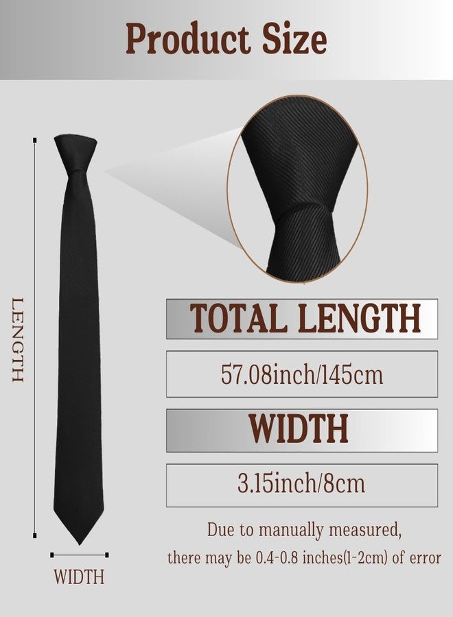 WOXVM Men's Ties Classic Solid Pure Color 3.15" (8CM) Mens Necktie, Premium Formal Black Ties For Men Business Wedding Party, Black, 145cm x 8cm - Image 4