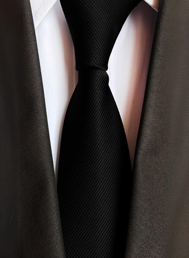 WOXVM Men's Ties Classic Solid Pure Color 3.15" (8CM) Mens Necktie, Premium Formal Black Ties For Men Business Wedding Party, Black, 145cm x 8cm - Image 2