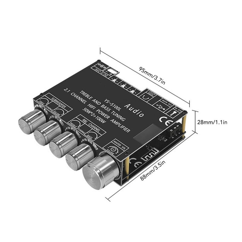 Bluetooth Power Amplifier Board 2.1 Channel 2x50W 100W APP Control Audio Power Amplifier Module - Image 1