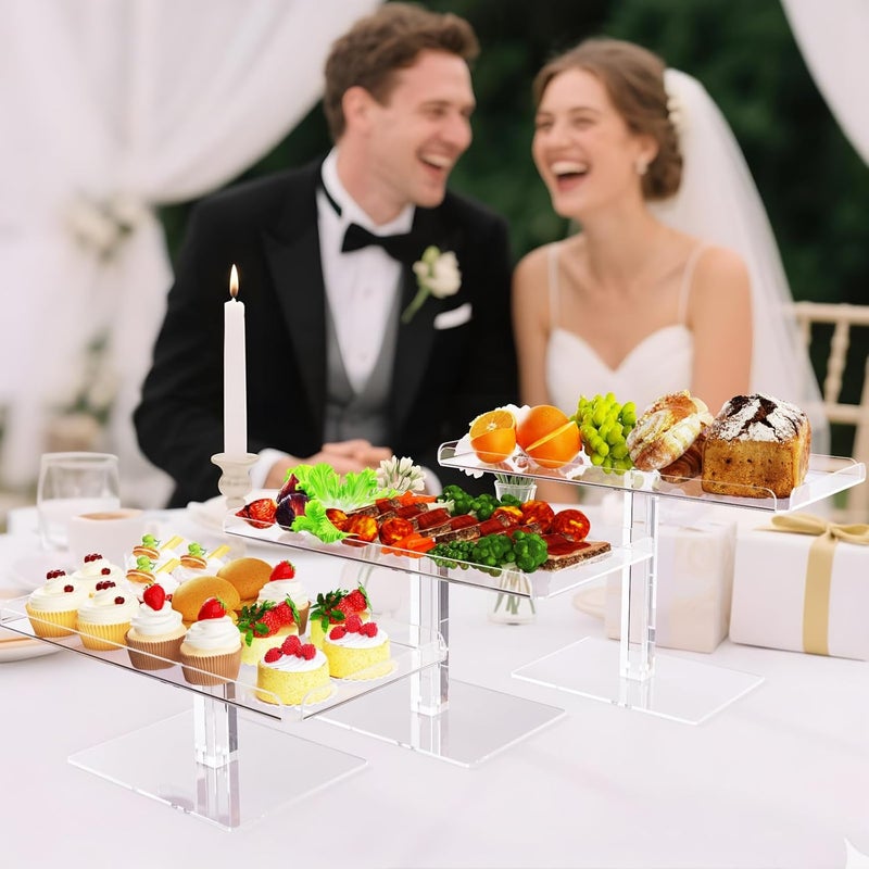 Bakzon Dessert Cupcake Stand, 3 Set Acrylic Tiered Serving Tray for Dessert Table Display, Cup Cake Holder for Tea Party/Birthday/Wedding - Image 3