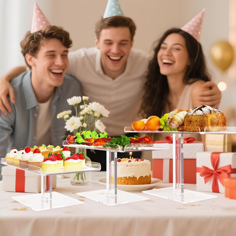 Bakzon Dessert Cupcake Stand, 3 Set Acrylic Tiered Serving Tray for Dessert Table Display, Cup Cake Holder for Tea Party/Birthday/Wedding - Image 2
