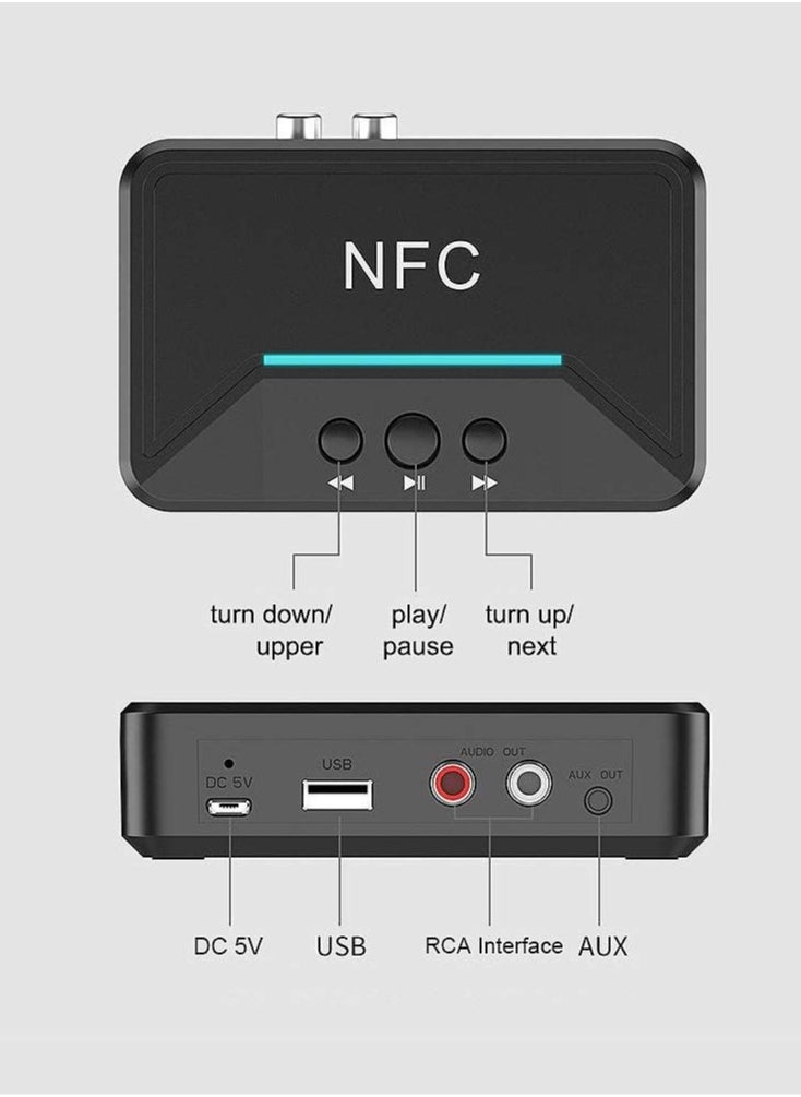 General - Bluetooth Audio Adapter for Music Streaming Audio System, Smart NFC A2DP RCA AUX 3.5MM Wireless Adapter, BT 5.0 Receiver for Car Speaker - Image 1