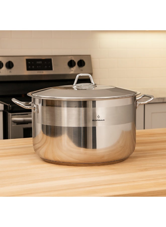 Sofram Turkish Stainless Stock Pot With Steel Lid 32 cm - Image 1