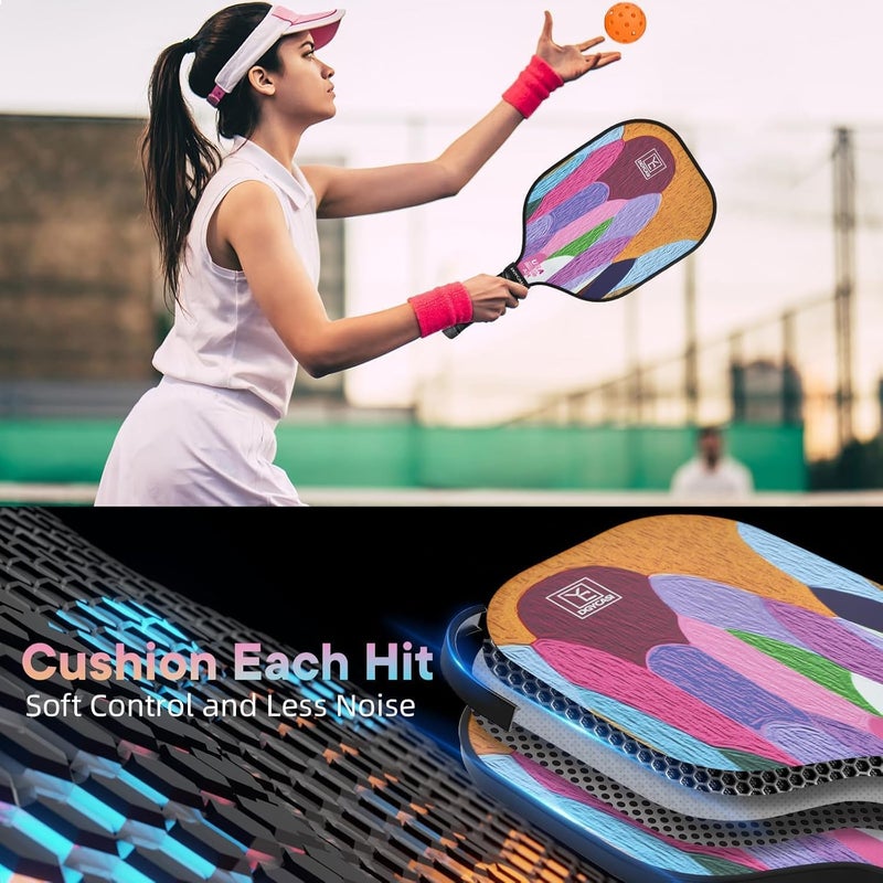 Mayboom Pickleball Paddles Set of 2 or 4, USAPA Approved Pickleball Paddles Set with 4 Pickle Balls and Carry Bag, Fiberglass Rackets 2 Pack Gifts for Beginners&Pros (Artist) - Image 5