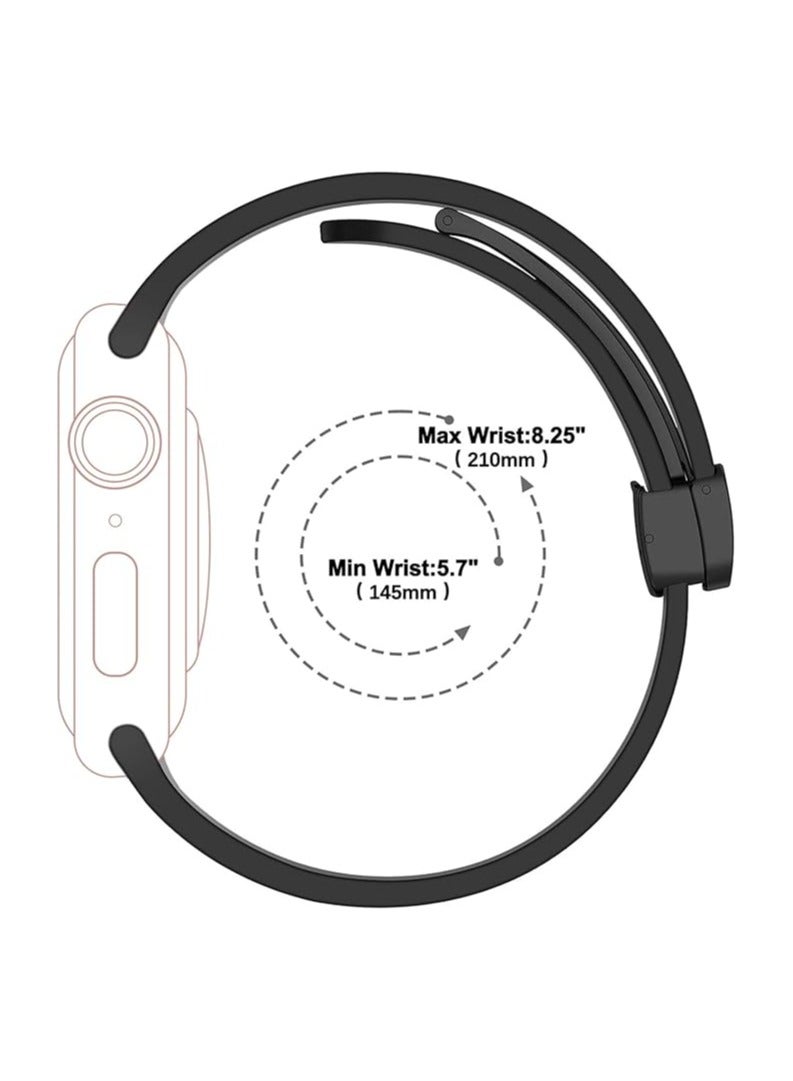 Denx Magnetic Silicone Band for Apple Watch 41mm 40mm 45mm 44mm 49mm 38mm 42mm, Women Men Replacement Wristbands Silicone Sport Strap for Apple Watch Series 9/Ultra 2/8/Ultra/7/SE/SE 2nd/6/5/4/3/2/1, iWatch Band (Black) - Image 4