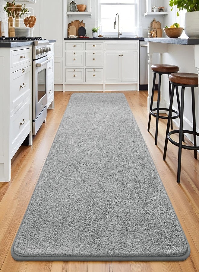 Keeko 2x6 Runner Rug, Grey Bedroom Bedside Runner Rug Small Carpet Living Room Area Throw Rugs for Hallway Soft Indoor Memory Foam Rugs for Teen Kids Classroom Nursery Dorm Laundry Room Decor - Image 1