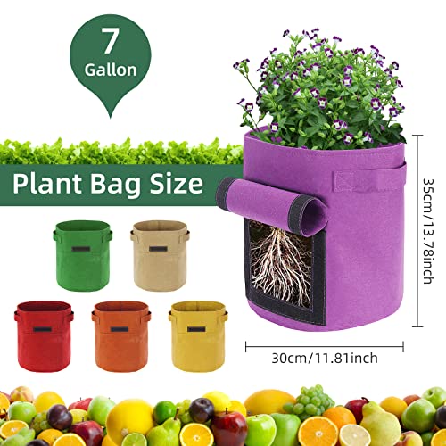Ohiyoo 6 Pack 7 Gallon Potato Grow Bags With Flap and Handle, Garden Planting Bag, Nonwoven Fabric Vegetables Growing Bags for Tomato Carrot Onion - Image 3