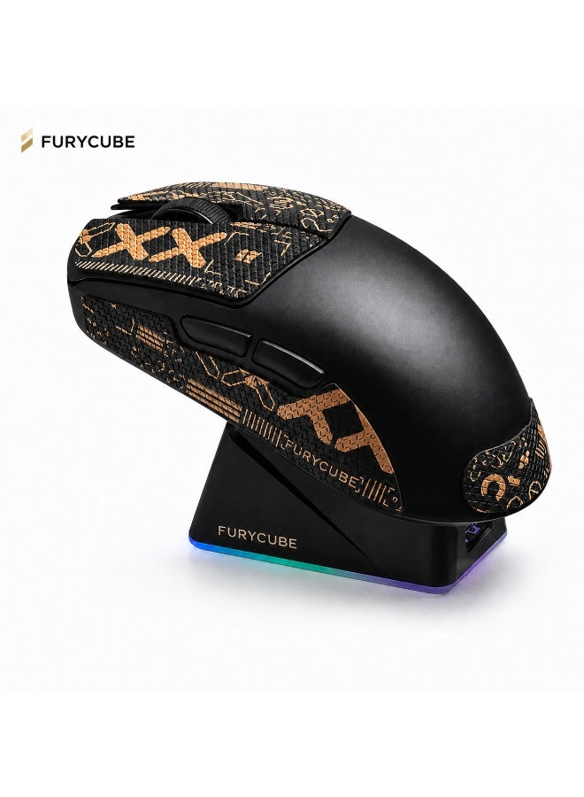 مكعب غاضب ماوس الألعاب اللاسلكي FURYCUBE G13Pro ثلاثي الأوضاع المزود بشاحن مغناطيسي، ماوس خفيف الوزن ومضاد للانزلاق، مستشعر PixArt PAW3311، 22K DPI، BT/2.4Ghz/سلكي، للكمبيوتر الشخصي/MAC (أسود) - Image 1