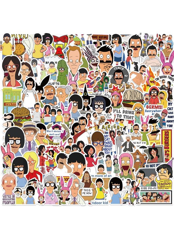 MINRAIN 100PCS Funny Cartoon Bob's Burgers Waterproof Sticker for Water Bottles Cartoon Characters Stickers for Kids, Toddlers, Teens, Girls, Adults (Bob's Burgers) - Image 1