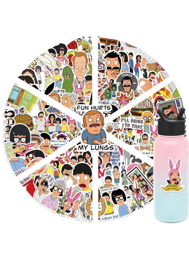 MINRAIN 100PCS Funny Cartoon Bob's Burgers Waterproof Sticker for Water Bottles Cartoon Characters Stickers for Kids, Toddlers, Teens, Girls, Adults (Bob's Burgers) - Image 3