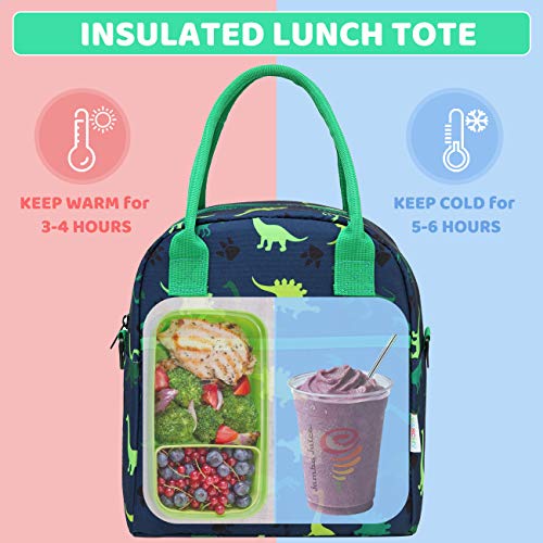 VASCHY Lunch Box Bag for Kids, Insulated Lightweight Lunch Box Tote for Toddler Boys and Girls School Daycare Kindergarten Dinosaur - Image 2