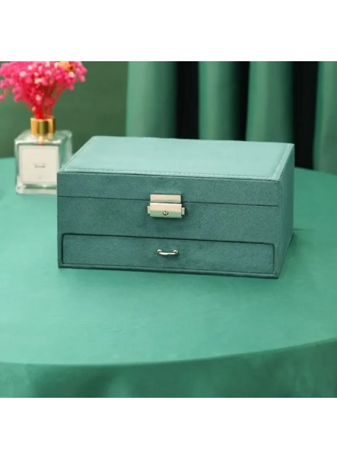 Jewelry Box Organizer for Women Girls, 3-Layer Jewelry Organizer with Lock and Drawer, Portable Jewellery Holder Removable Grids Tray Storage Case for Earring Rings Necklaces Bracelets Sunglasses - Image 5