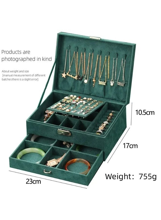 Jewelry Box Organizer for Women Girls, 3-Layer Jewelry Organizer with Lock and Drawer, Portable Jewellery Holder Removable Grids Tray Storage Case for Earring Rings Necklaces Bracelets Sunglasses - Image 4