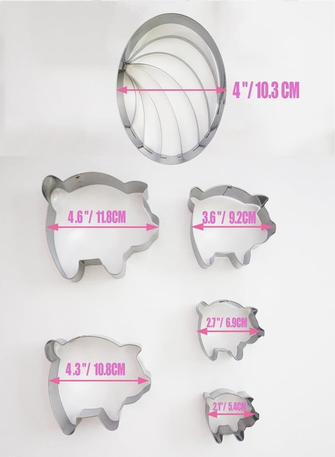 Heluok 4 Inch Concha Cutter Mexican Bread Mold with 5 Sizes Piggy Cookie Cutters, Stainless Steel Molde Para Hacer Conchas De Pan, Metal Concha Shell Stamp and Pig Cookie Cutter Set - Image 3