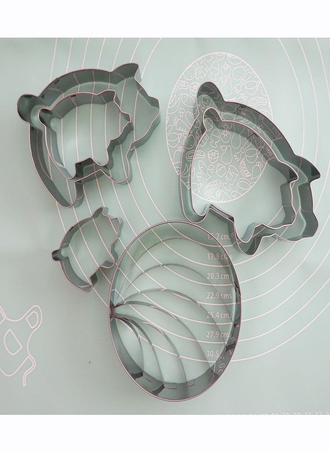 Heluok 4 Inch Concha Cutter Mexican Bread Mold with 5 Sizes Piggy Cookie Cutters, Stainless Steel Molde Para Hacer Conchas De Pan, Metal Concha Shell Stamp and Pig Cookie Cutter Set - Image 4