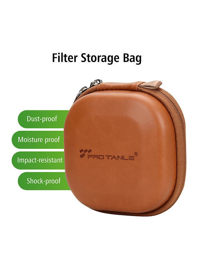 PRO TANLE Filter Hard Storage Case PU Leather Protective Bag Dust-Proof Carrying Punch Holds 5PCS up to 82mm Filters for UV CPL ND Graduated Neutral Density Filters  - Image 5