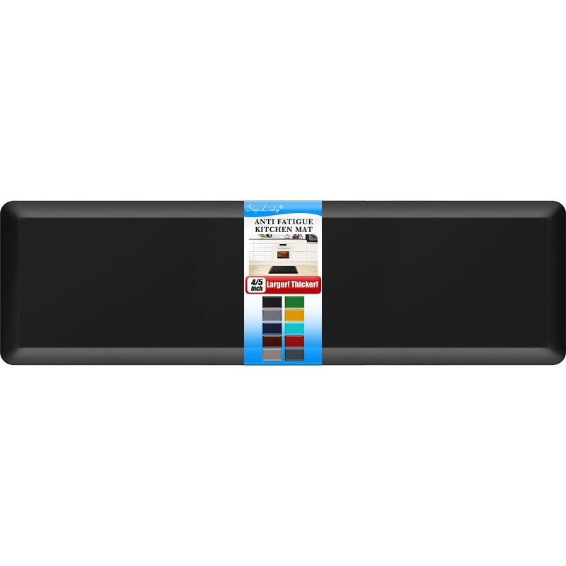 StepLively 45 Inch Thick Kitchen Mat  Cushioned Anti Fatigue Mats for Kitchen Floor  Easy to Clean Waterproof NonSlip Kitchen Rug for Sink Office Kitchen 17x60 Black