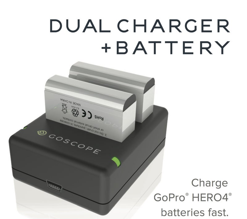 GOSCOPE HERO4 Dual Charging Dock + Spare Battery - HERO4 / HERO4 Black / HERO4 Silver / HERO4 White - Image 5