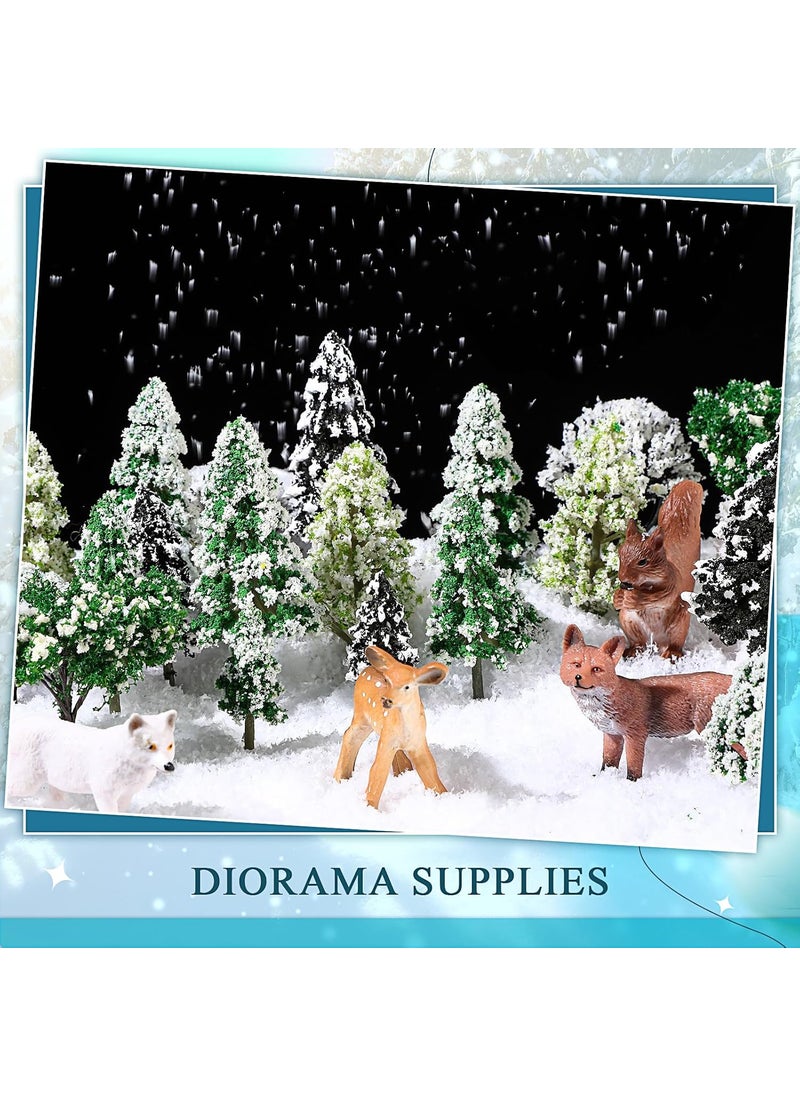 Canlierr 28 Pcs Miniature Model Trees for Diorama Mini Tiny Snowy Tree Figurine Winter Small Trees for Villages Craft Model Train Scenery Accessories  - Image 3