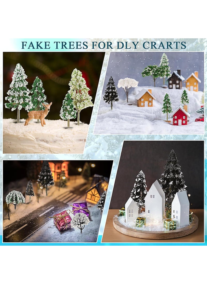 Canlierr 28 Pcs Miniature Model Trees for Diorama Mini Tiny Snowy Tree Figurine Winter Small Trees for Villages Craft Model Train Scenery Accessories  - Image 4