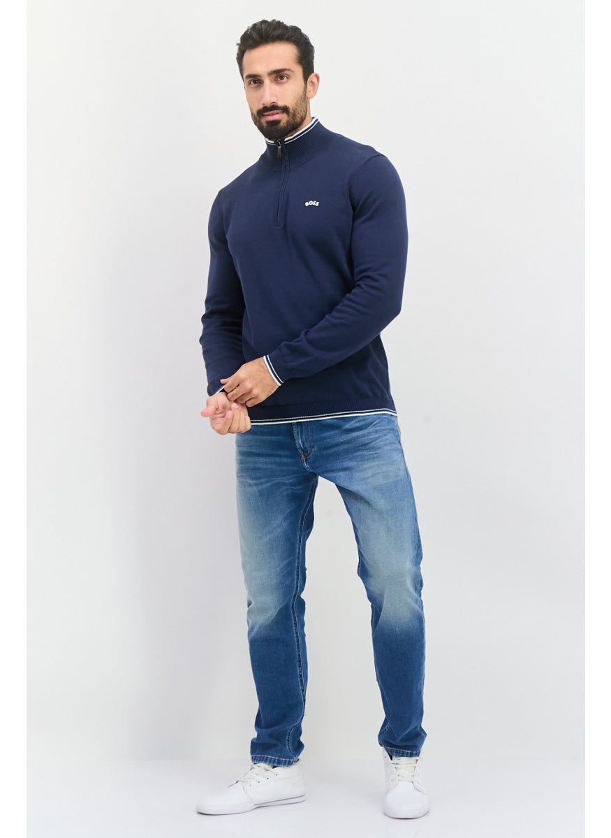 Men High Neck Long Sleeves Knitted Sweater, Navy - pzsku/ZC645D7AFFC3D528D975AZ/45/_/1738678491/bad3221d-1963-4030-a0ea-23b523b4b54f