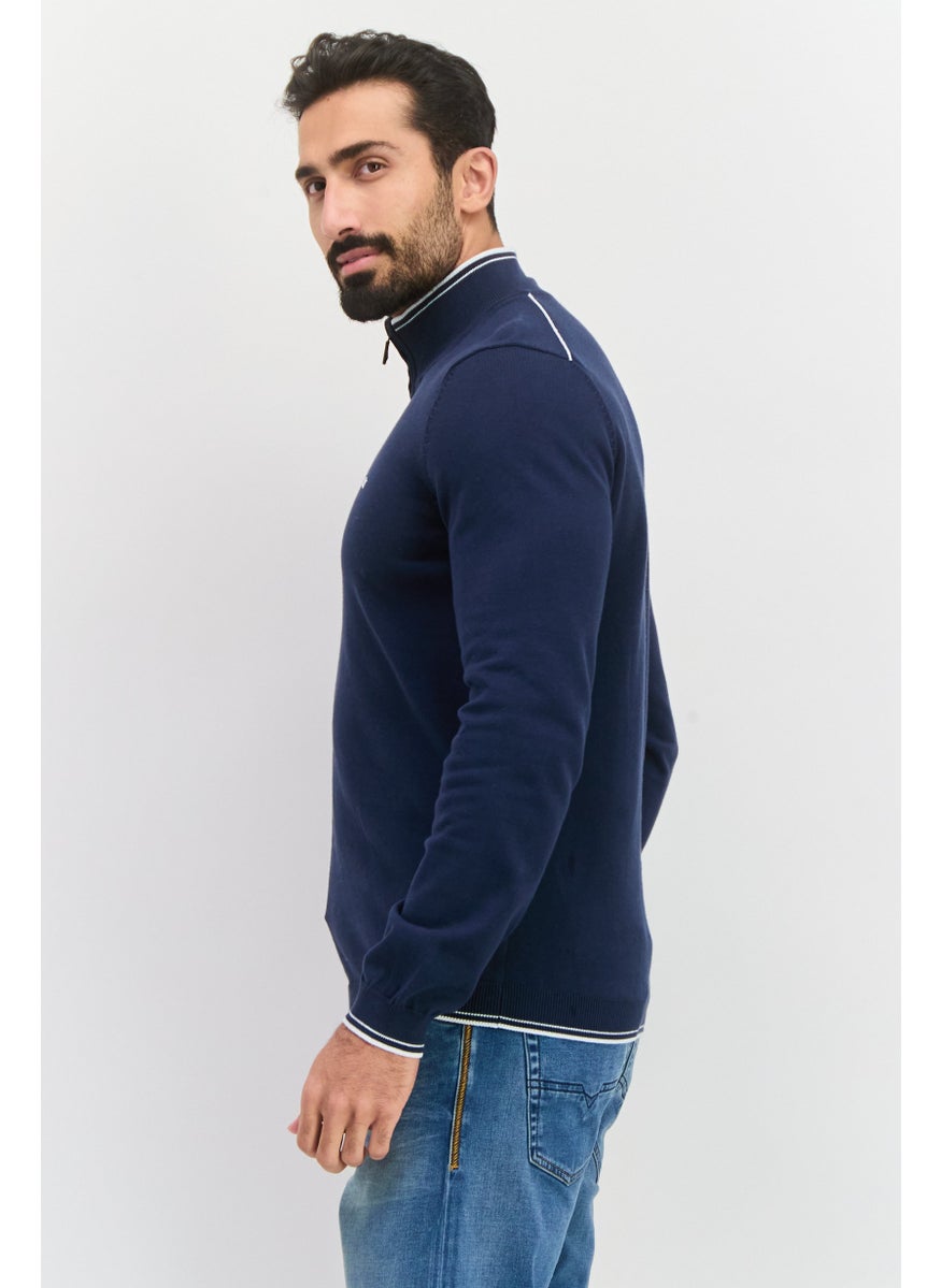 Men High Neck Long Sleeves Knitted Sweater, Navy - pzsku/ZC645D7AFFC3D528D975AZ/45/_/1738678494/bc0e2d8a-4925-4e53-83ae-8af285c981f6