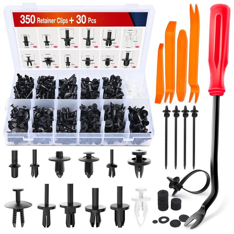 Nilight 380pcs Car Retainer Clips & Fastener Remover with 12 Most Popular Sizes Auto Push Pin Rivets Set Door Trim Panel Clips 2 Years Warranty - Image 1