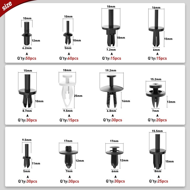 Nilight 380pcs Car Retainer Clips & Fastener Remover with 12 Most Popular Sizes Auto Push Pin Rivets Set Door Trim Panel Clips 2 Years Warranty - Image 2