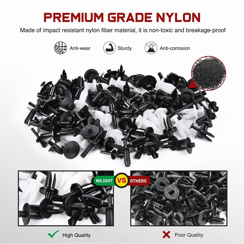 Nilight 380pcs Car Retainer Clips & Fastener Remover with 12 Most Popular Sizes Auto Push Pin Rivets Set Door Trim Panel Clips 2 Years Warranty - Image 3