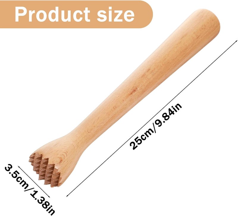 Matwsec Wooden Muddler for Cocktails, Durable Muddler for Lemonade, Professional Bar Muddler Tool, Home and Bar Cocktail Muddler for Mojitos, Fruit Drinks (10 Inch) - Image 2