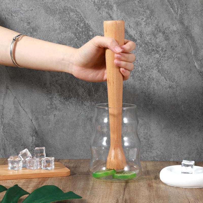 Matwsec Wooden Muddler for Cocktails, Durable Muddler for Lemonade, Professional Bar Muddler Tool, Home and Bar Cocktail Muddler for Mojitos, Fruit Drinks (10 Inch) - Image 3