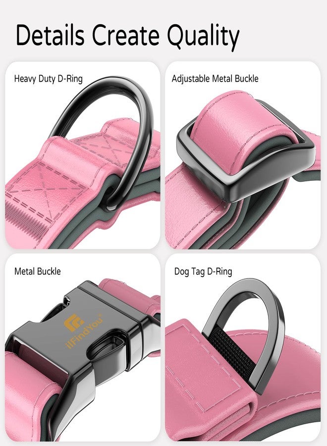 طوق الكلاب iFindYou AirTag، طوق كلاب جلدي مقاوم للماء بمعيار IP68 مع مشبك معدني وحامل AirTag قابل للقفل، شديد التحمل وقابل للتعديل للكلاب الصغيرة والمتوسطة والكبيرة (وردي متوسط) - Image 5