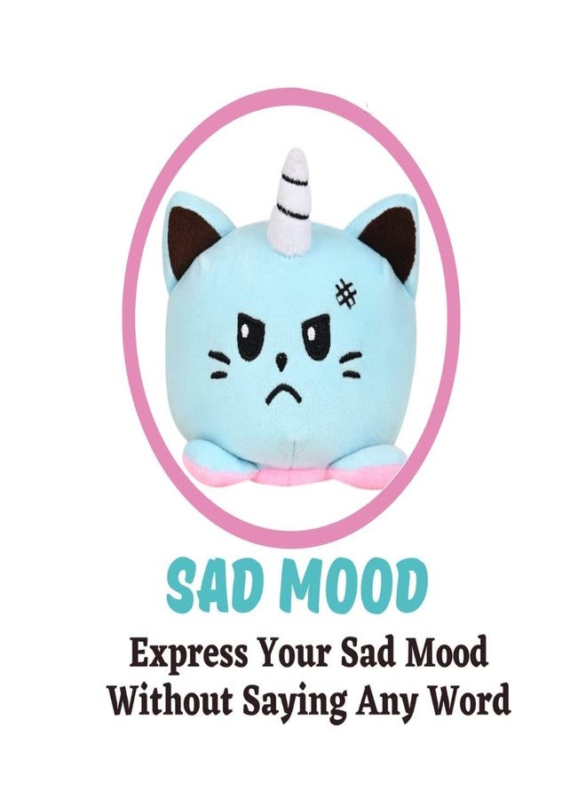 DearJoy Reversible Happy & Sad Cat Soft Toy (Blue and Pink) - Image 3