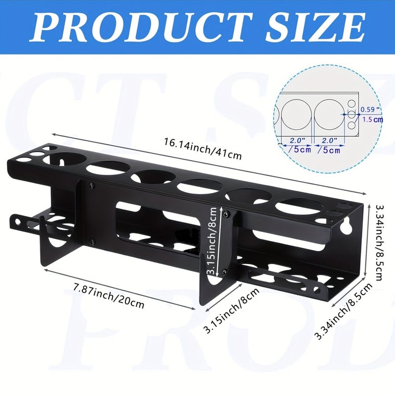 Black Wall Mounted Sealant Gun Rack Holds 6 Barrels and Nozzles - Image 4