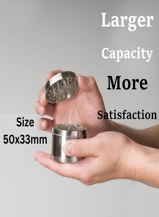 OutonTrip Classic Metallic Herb Crusher – 52mm (Silver) | Sturdy & Efficient Grinding - Image 4