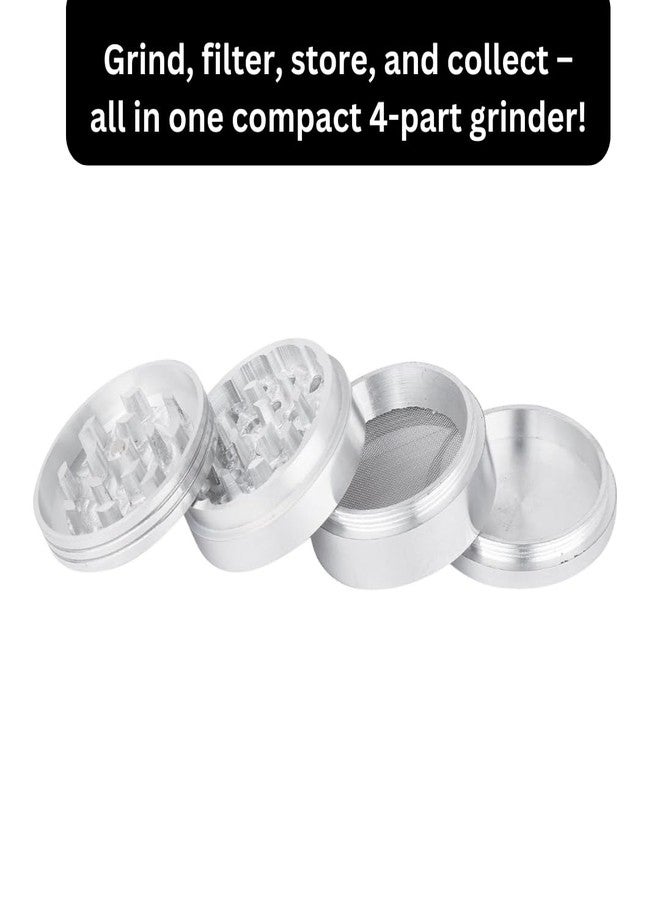 OutonTrip Classic Metallic Herb Crusher – 52mm (Silver) | Sturdy & Efficient Grinding - Image 2