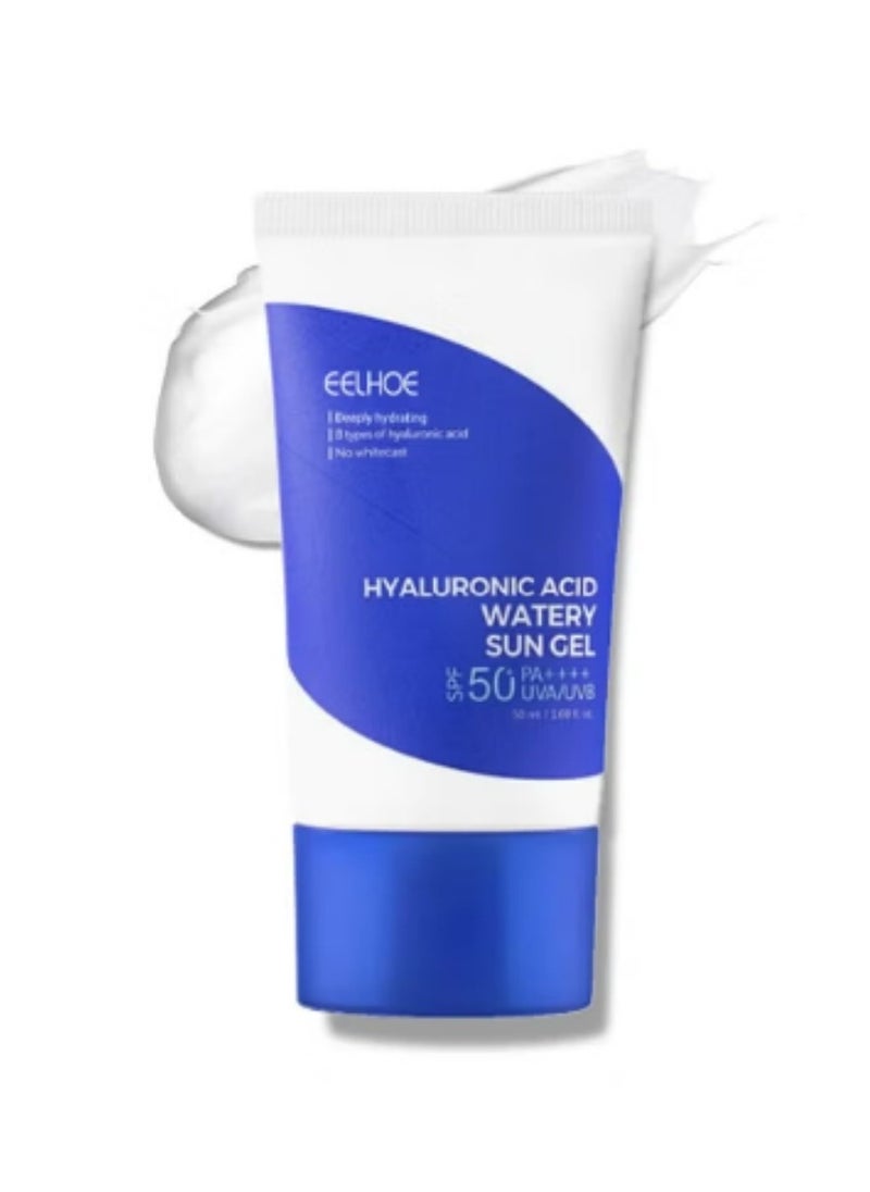 EELHOE Hyaluronic Acid Watery Sun Gel 50ml - SPF50+ PA++++ Chemical Sunscreen for UV Protection, Seamlessly Blends Under Makeup, Suitable for All Skin Types  - Image 1