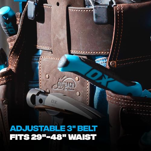Ox Pro Construction Tool Belt - 22-Pocket Leather Tool Belt Pouches - Rig Made of Oil-Tanned Leather with Double-Stitching and Steel Rivets - OX-P263604 - Image 5