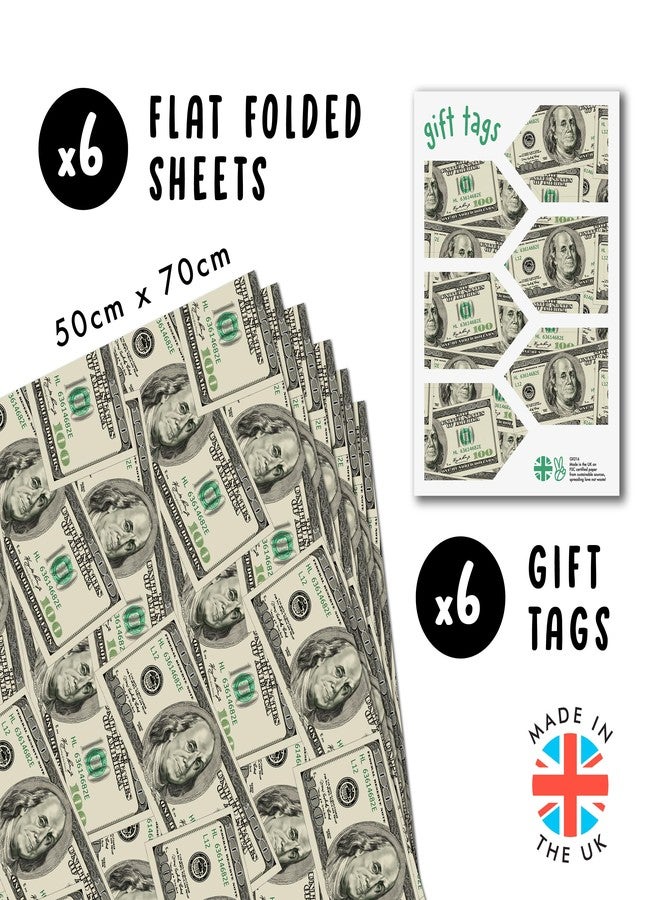 CENTRAL 23 Funny Paper - 6 Sheets Birthday Gift Wrap & Tags - Dollar Bills Money Wrap For MenWomenAdult - Funny Christmas Wrap Adult - Includes Stickers - Image 4