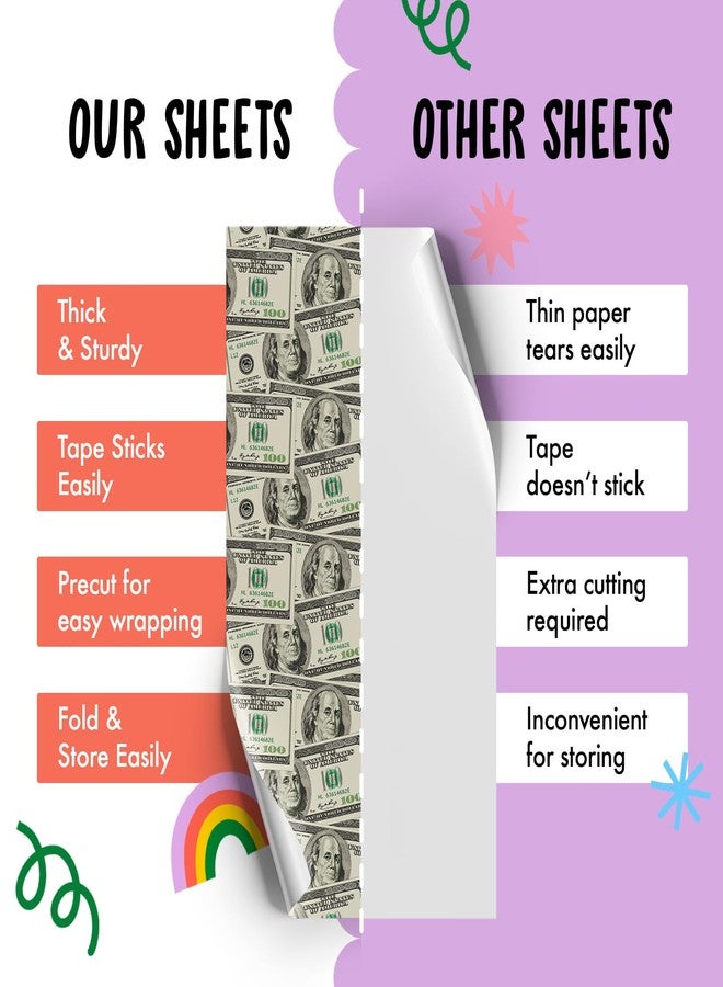 CENTRAL 23 Funny Paper - 6 Sheets Birthday Gift Wrap & Tags - Dollar Bills Money Wrap For MenWomenAdult - Funny Christmas Wrap Adult - Includes Stickers - Image 3