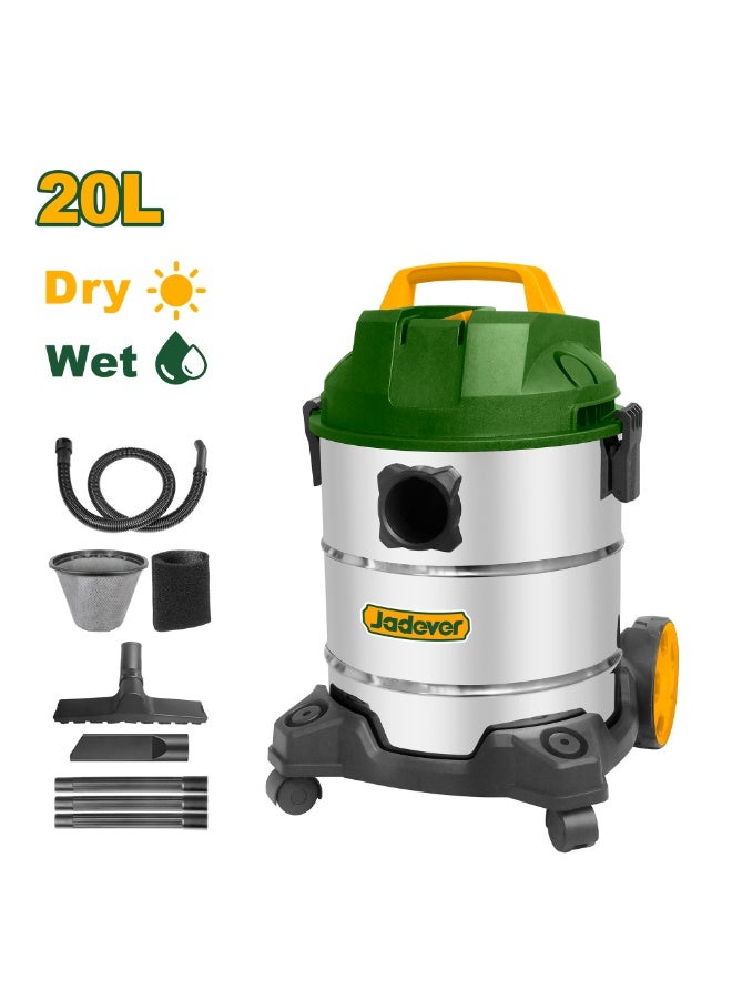 JADEVER 20L Wet & Dry Vacuum Cleaner | Powerful Suction | Stainless Steel Tank | Multi-Surface Cleaning for Home, Garage & Car - Image 1