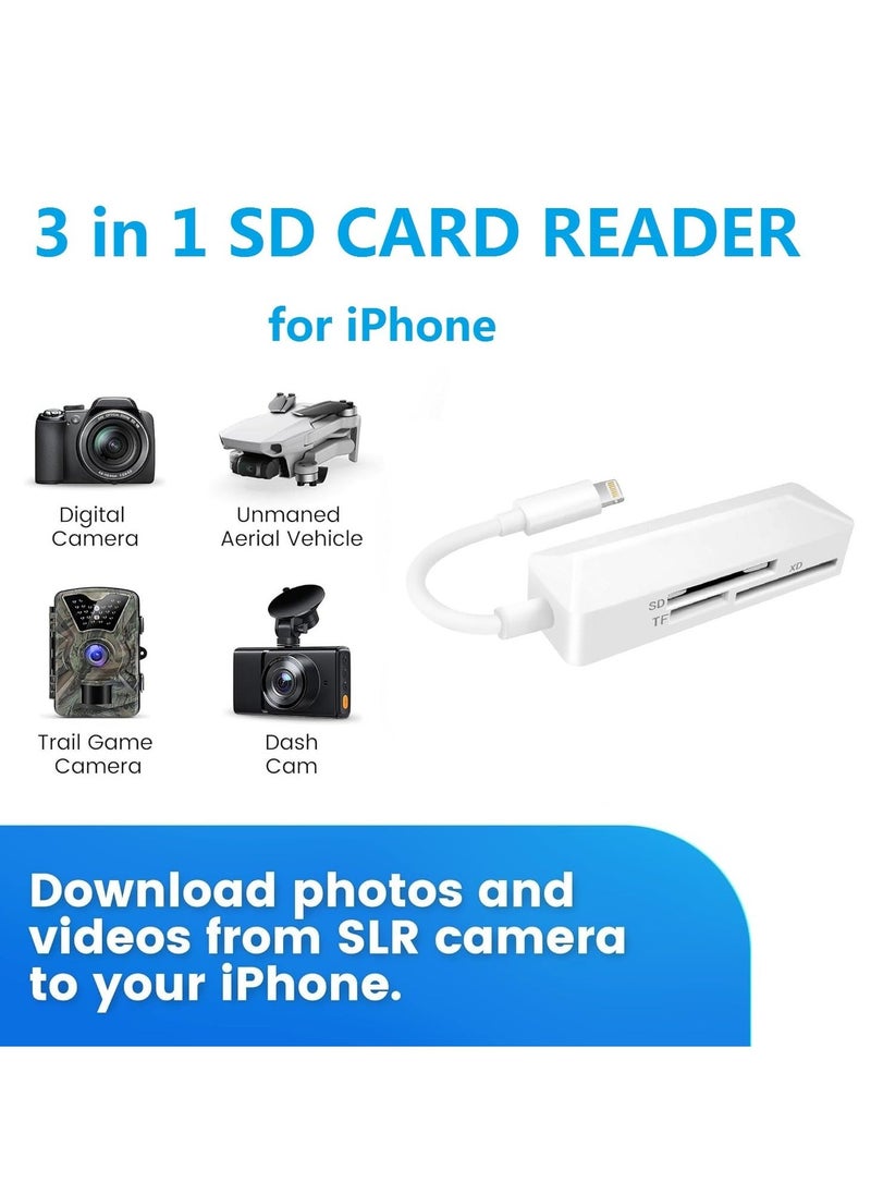 Generic - Lightning SD Card Reader for iPhone - High-Speed Memory Adapter for iPhone 14/13/12/11/XS/XR/X/8/7/6/5 - Supports SD/TF/XD 128G 256G - Image 1