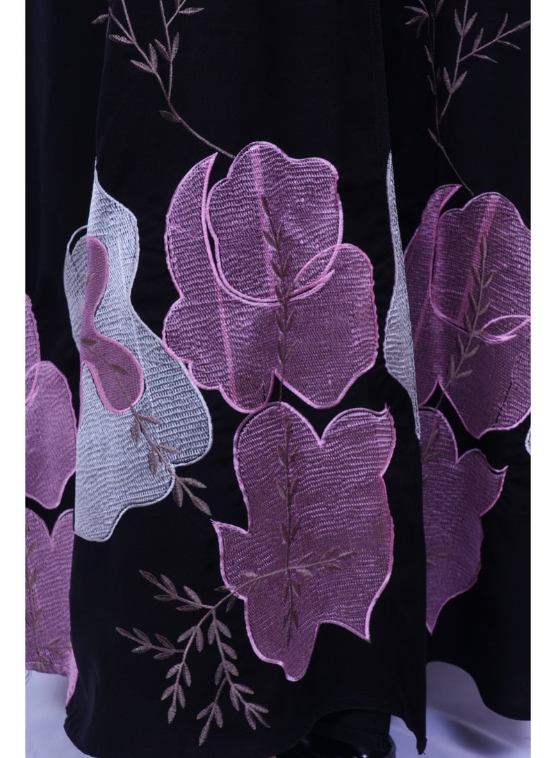 فاشون لاين عباية مزينة بالزهور مع تطريز أنيق - Image 5