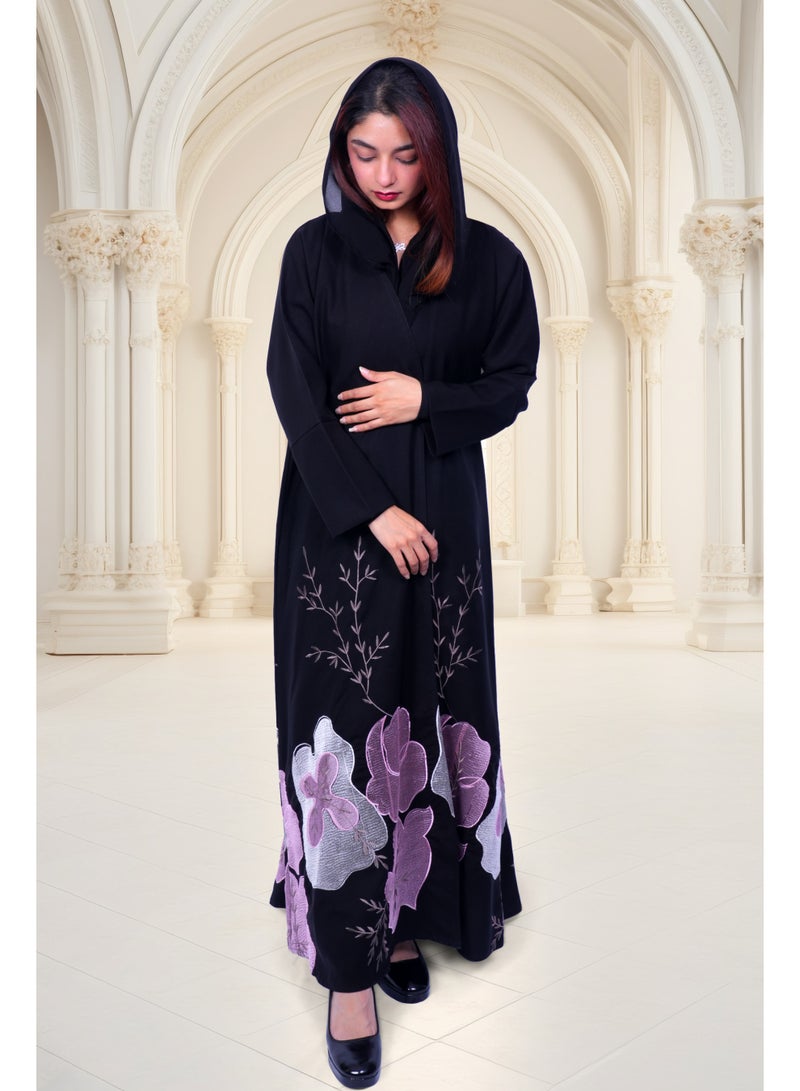 فاشون لاين عباية مزينة بالزهور مع تطريز أنيق - Image 1